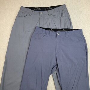 Lot of 2 Eddie Bauer Pants Mens 36x34 Gray Performance Chino Outdoor Nylon Hike